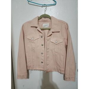 Lucky Brand Cropped Denim Jacket -- Womens, Medium Light Pink